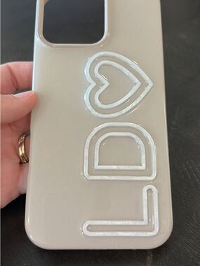BaubleBar Neutral Tan Phone Case with Raised White Accents